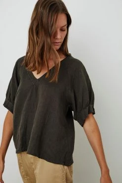 Velvet By Graham & Spencer Womens ADLEY LINEN TOP