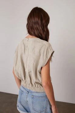 Velvet By Graham & Spencer Womens HAYLIE LINEN CROP TOP