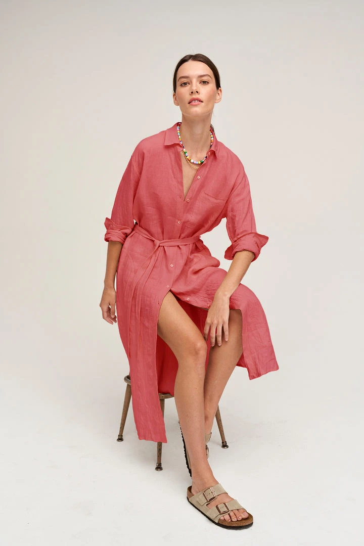 Velvet By Graham & Spencer Womens JORA LINEN BUTTON-UP DRESS 16 Velvet By Graham & Spencer Womens JORA LINEN BUTTON-UP DRESS