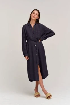Velvet By Graham & Spencer Womens JORA LINEN BUTTON-UP DRESS 56 Velvet By Graham & Spencer Womens JORA LINEN BUTTON-UP DRESS