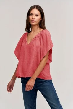 Velvet By Graham & Spencer Womens KALILA LINEN TOP