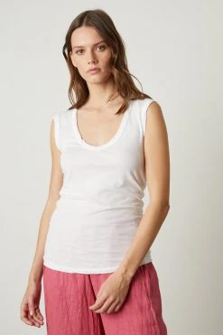 Velvet By Graham & Spencer ESTINA GAUZY WHISPER FITTED TANK TOP