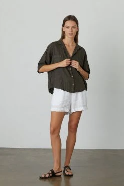 Velvet By Graham & Spencer MARIA LINEN BUTTON-UP SHIRT