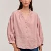 Velvet By Graham & Spencer Womens MATEA LINEN BUTTON UP BLOUSE