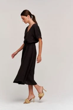 Velvet By Graham & Spencer Womens NANETTE LINEN MIDI DRESS