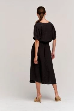 Velvet By Graham & Spencer Womens NANETTE LINEN MIDI DRESS