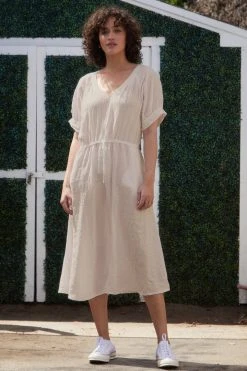 Velvet By Graham & Spencer Womens NANETTE LINEN MIDI DRESS