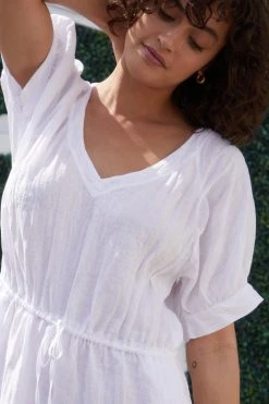 Velvet By Graham & Spencer Womens NANETTE LINEN MIDI DRESS