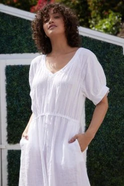 Velvet By Graham & Spencer Womens NANETTE LINEN MIDI DRESS