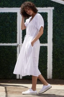 Velvet By Graham & Spencer Womens NANETTE LINEN MIDI DRESS