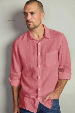 Velvet By Graham & Spencer BENTON LINEN BUTTON-UP SHIRT Mens