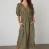 Velvet By Graham & Spencer Womens WHITNEY CUT OUT LINEN DRESS