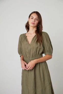 Velvet By Graham & Spencer Womens WHITNEY CUT OUT LINEN DRESS
