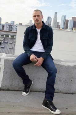 Velvet By Graham & Spencer CLARK SUEDED SLUB HENLEY Mens