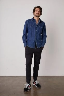 Velvet By Graham & Spencer WAYNE DENIM BUTTON-UP SHIRT Mens