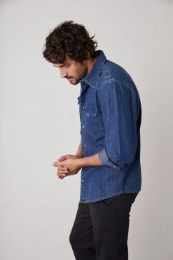 Velvet By Graham & Spencer WAYNE DENIM BUTTON-UP SHIRT Mens