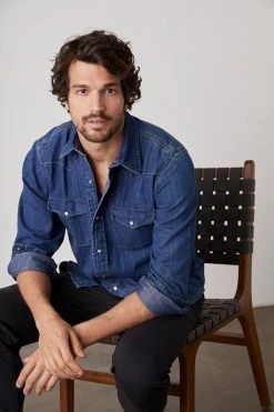 Velvet By Graham & Spencer WAYNE DENIM BUTTON-UP SHIRT Mens