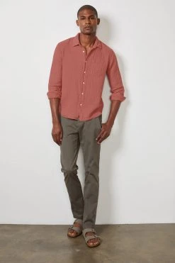 Velvet By Graham & Spencer Mens ELTON COTTON WOVEN BUTTON-UP SHIRT