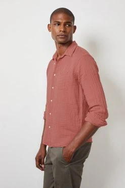 Velvet By Graham & Spencer Mens ELTON COTTON WOVEN BUTTON-UP SHIRT