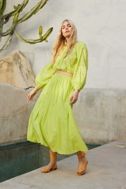 Velvet By Graham & Spencer WYNNE COTTON EYELET MAXI SKIRT